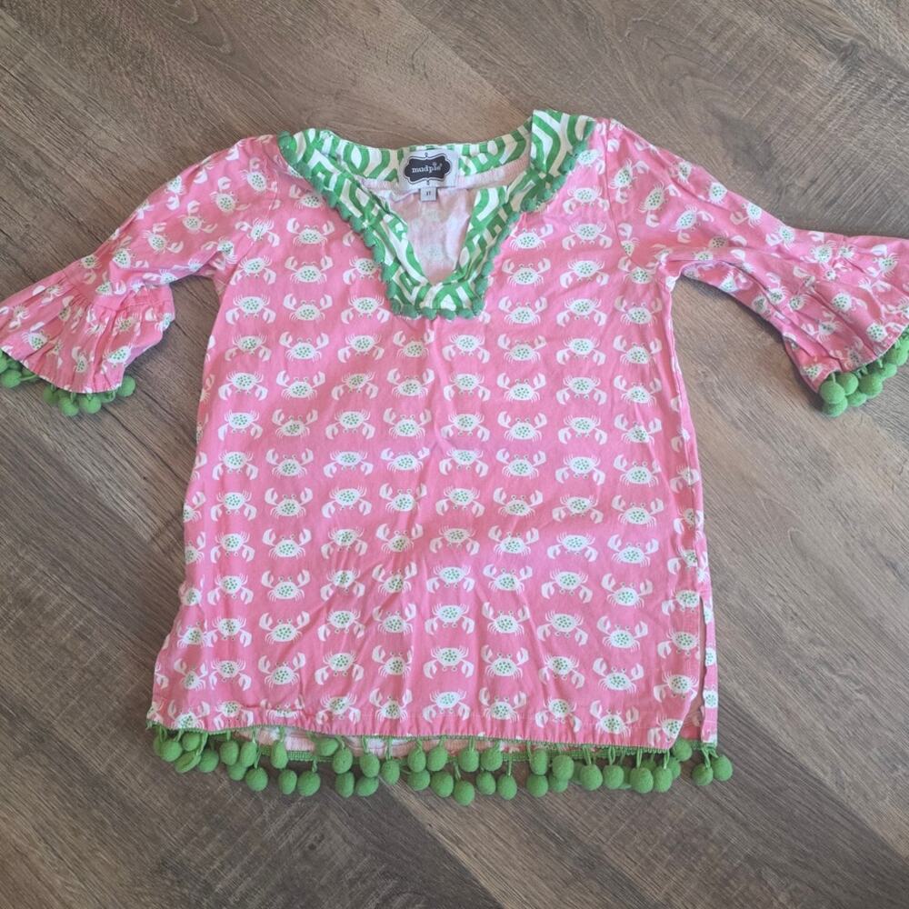 Mud Pie Girls Crab Pom Pom Tunic Top Cotton size 3T